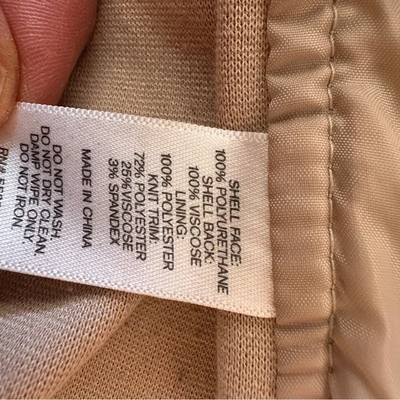 Express Slim Fit Cream Faux Leather Jacket with Snap Collar - Picture 8 of 8